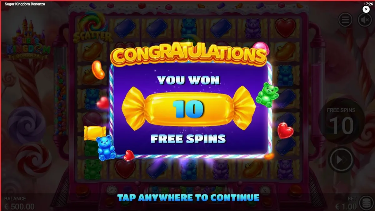 Tampilan visual slot Sugar Kingdom Bonanza dengan tema permen yang cerah