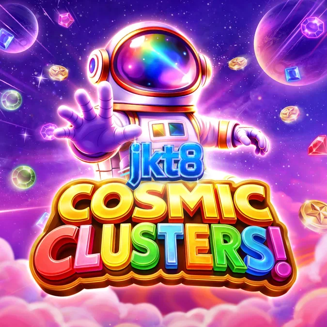 Tampilan visual grid 6x6 pada slot Cosmic Clusters dengan tema luar angkasa